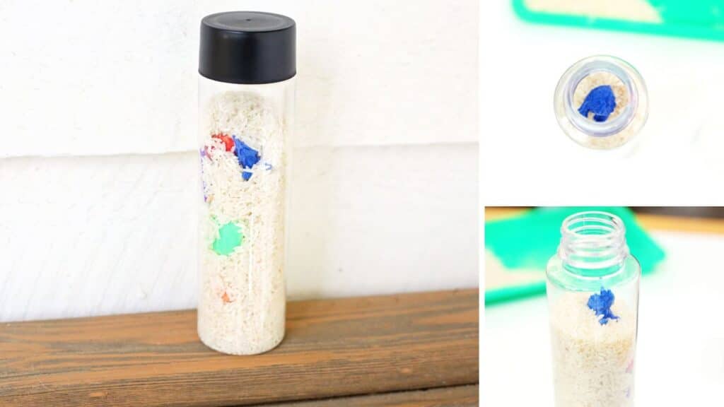 dinosaur sensory bottle process.