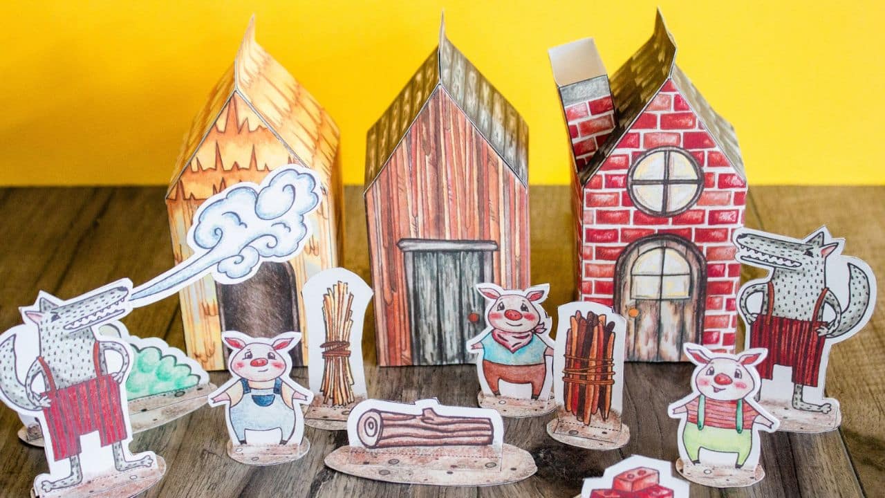 3 little pigs houses printable.