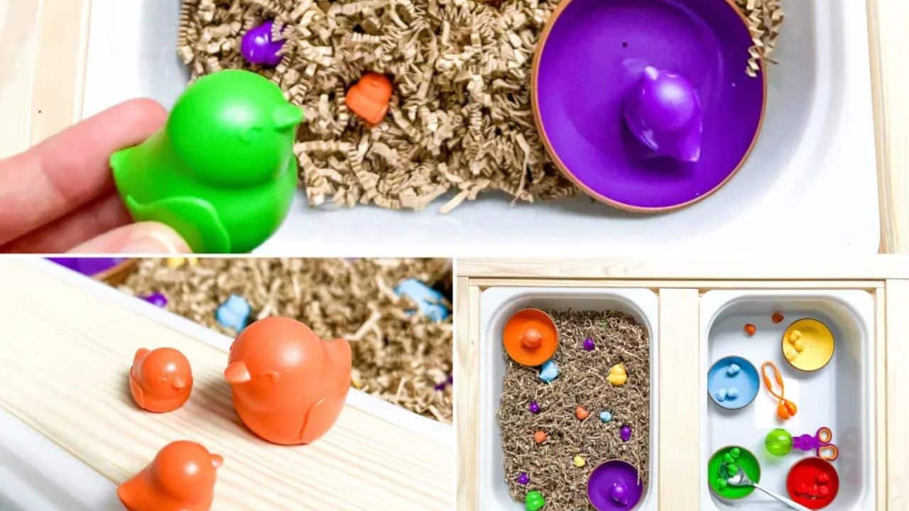 Spring Bird Nest Sensory Bin.