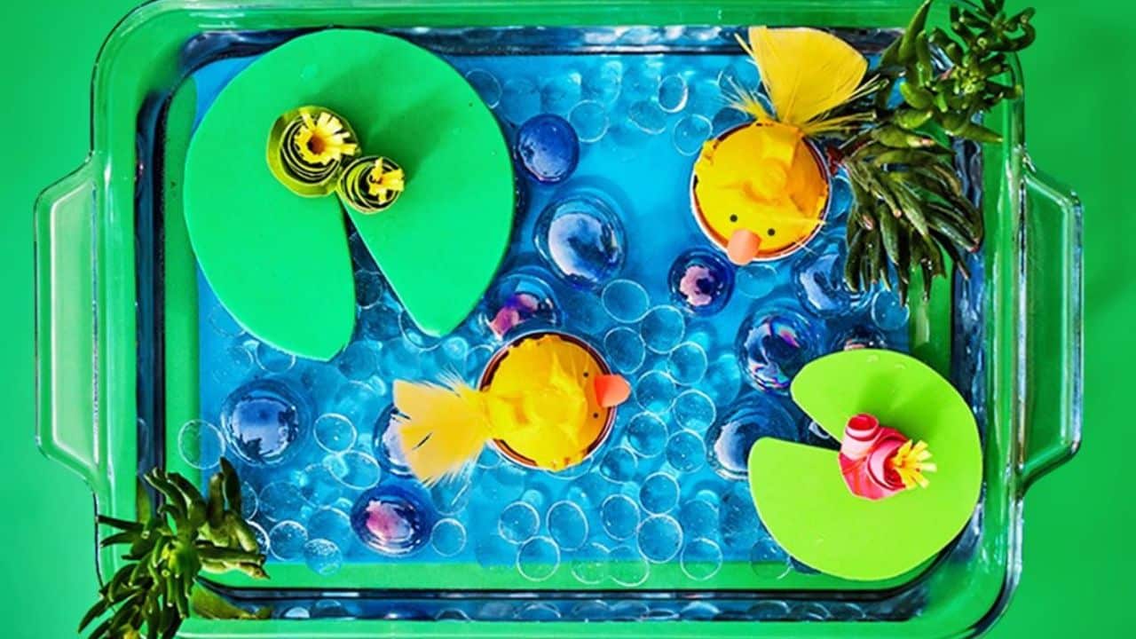 Spring Pond Sensory Bin.